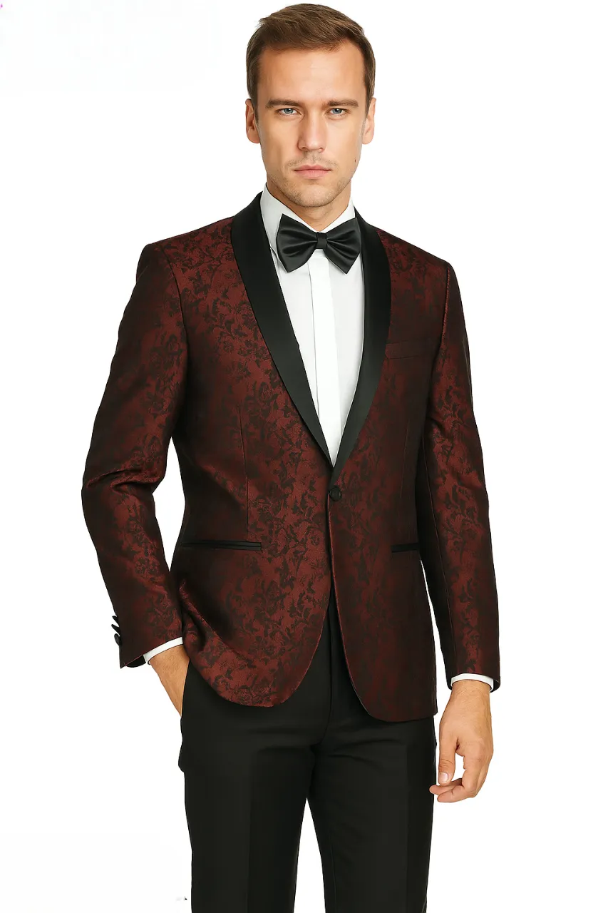 Shawl Paisly Tuxedo by Giorgio Fiorelli in Burgundy, Gray, Blue sold by Alberto Nardoni