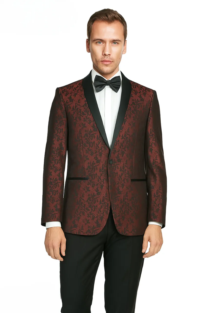 Shawl Jacquard Tuxedo by Giorgio Fiorelli in Burgundy, Gray sold by Alberto Nardoni product image thumbnail 5