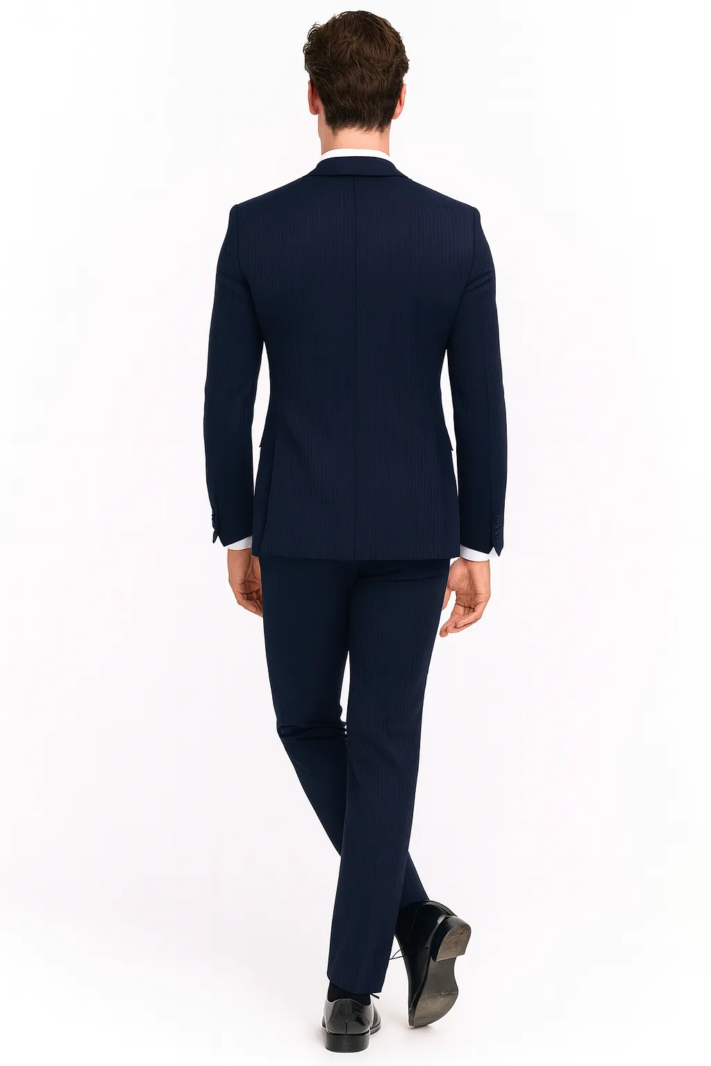 Men’s Navy Blue Tuxedo with Satin Peak Lapel With Matching Color Lapel Sateen – Formal 2 Piece Suit sold by Alberto Nardoni
