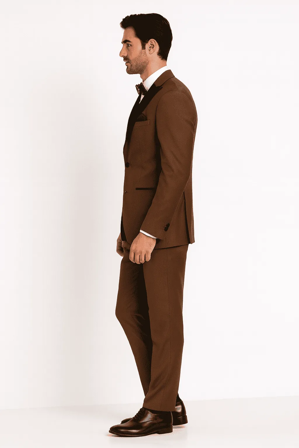 Mens Light Brown Tuxedo Suit with Black Satin Lapel - 3 Piece Formal Wedding & Prom Outfit - Country Look sold by Alberto Nardoni product image thumbnail 4
