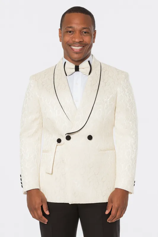 Mens Champagne Wedding Tuxedo – Three Piece Paisley Prom Suit sold by Alberto Nardoni