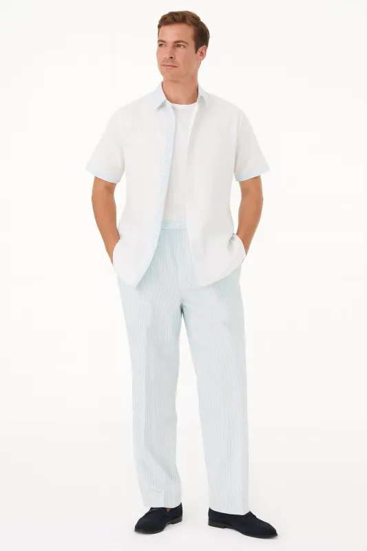 Men’s Sky Blue Two-Piece Short Sleeve Shirt and Pants Set – Casual Summer Outfit sold by Alberto Nardoni