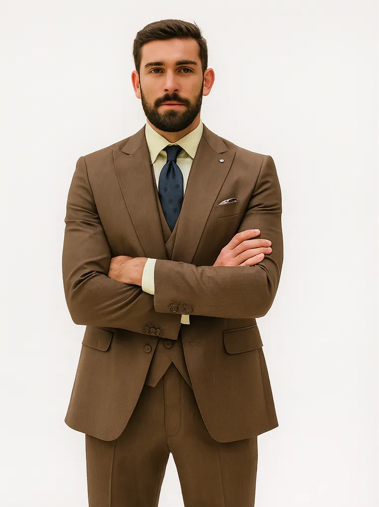 Designer Brown Suit with Vest – Stylish Men’s Formal Attire sold by Alberto Nardoni product image thumbnail 5