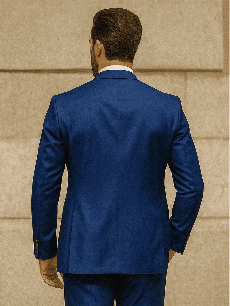 Luxury Blue Three-Piece Suit with Paisley Tie - Elegant Formal Outfit sold by Alberto Nardoni product image thumbnail 2