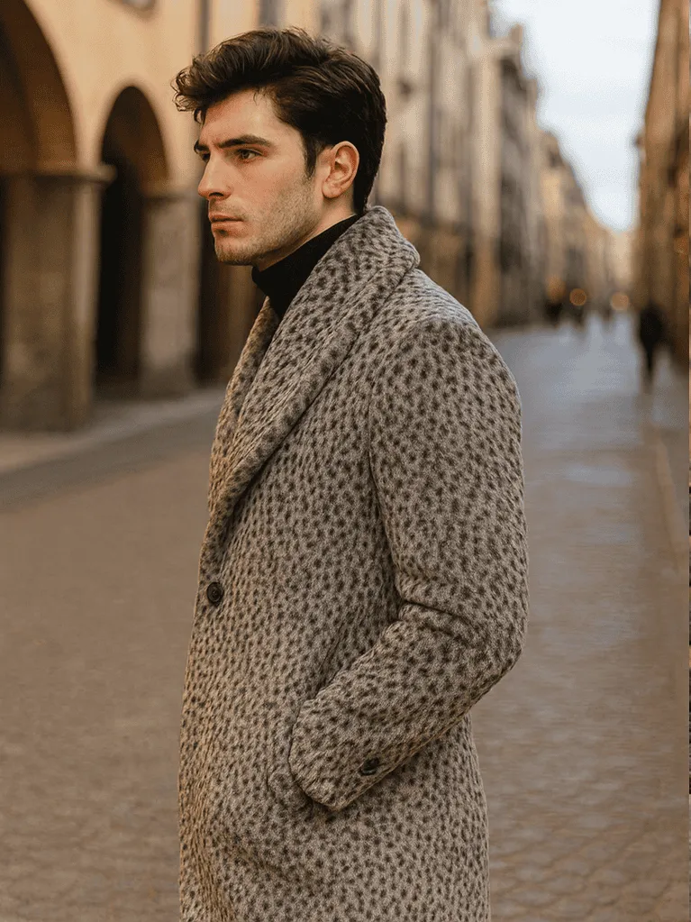 Men’s Pimp Coat – Vintage Leopard Faux Fur Long Gangster 1920s Style sold by Alberto Nardoni product image thumbnail 3