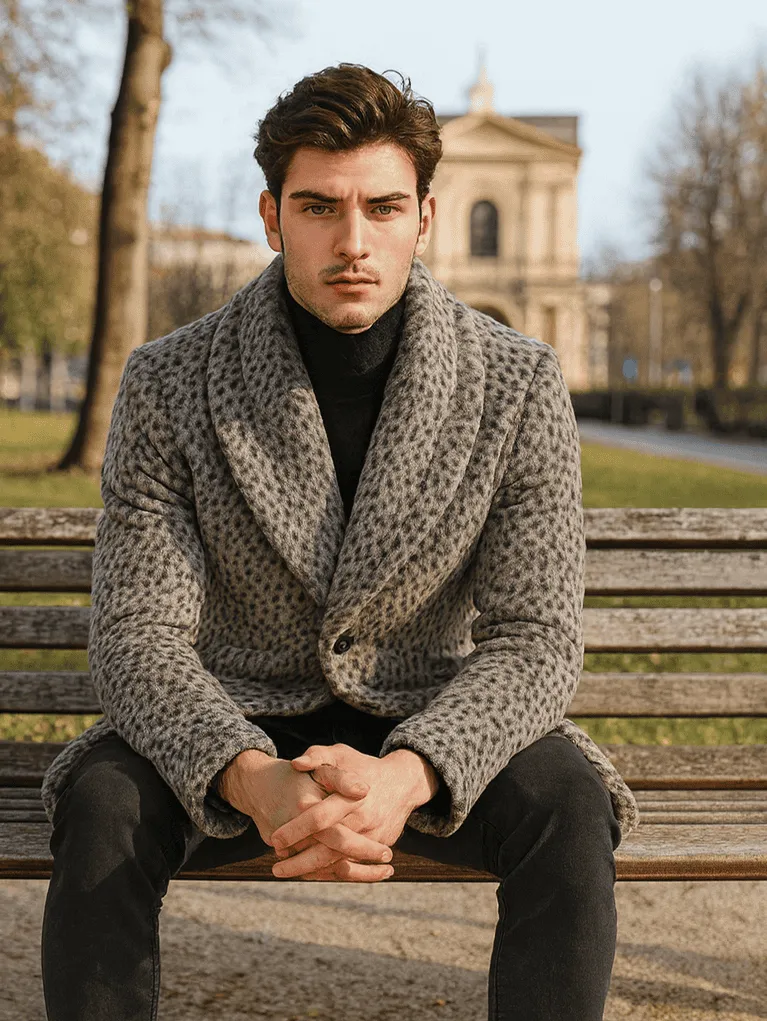 Men’s Pimp Coat – Vintage Leopard Faux Fur Long Gangster 1920s Style sold by Alberto Nardoni product image thumbnail 4