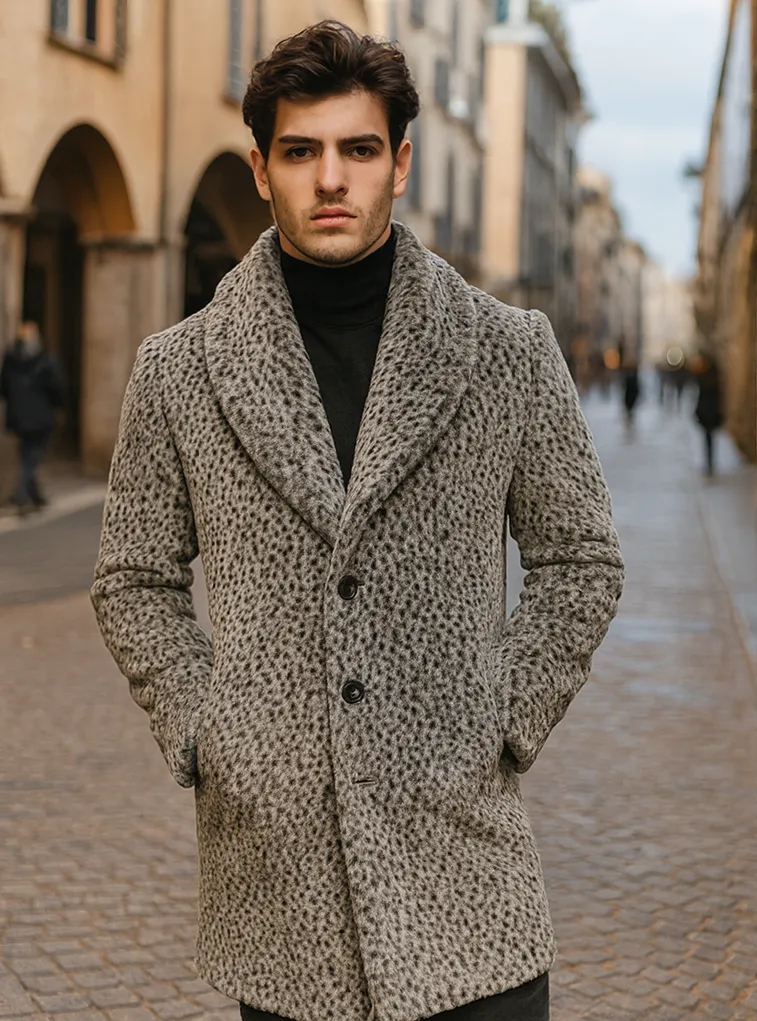 Men’s Pimp Coat – Vintage Leopard Faux Fur Long Gangster 1920s Style sold by Alberto Nardoni