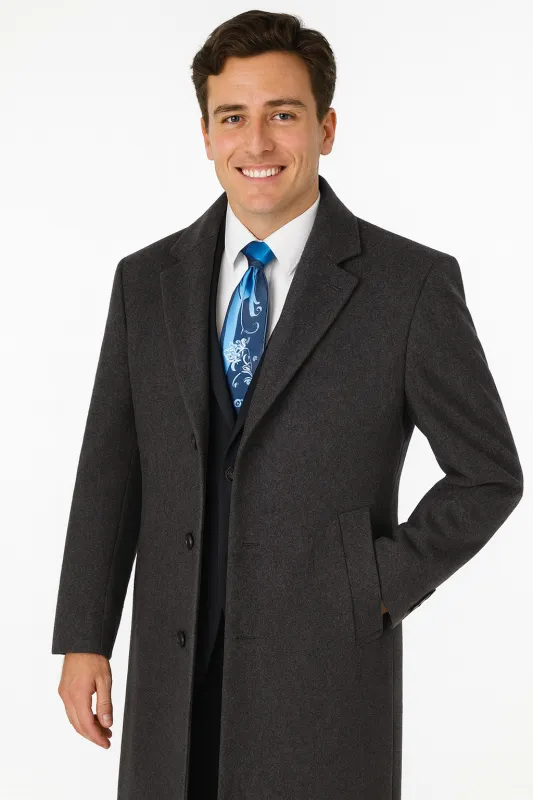 Men's Charcoal Grey Wool & Cashmere Overcoat – Classic Full Length sold by Alberto Nardoni