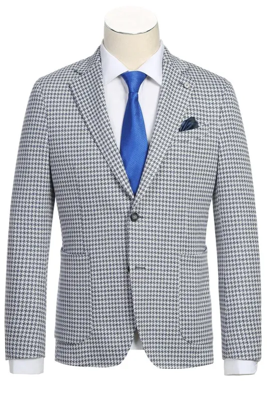 "Pelago Men's Half Canvas Unconstructed Blazer in Black & White Houndstooth" sold by Alberto Nardoni