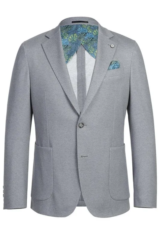 "Elevate Your Prom and Wedding: Pelago's Light Grey Unconstructed Sport Blazer with Patch Pockets" sold by Alberto Nardoni