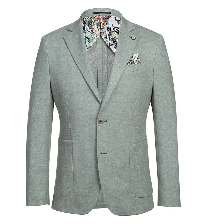 Half Canvas Slim Fit Blazer in Light Sage Gray sold by Alberto Nardoni product image thumbnail 2