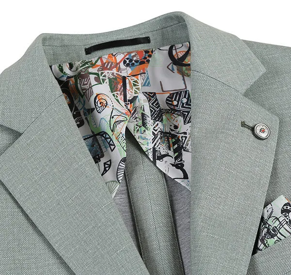 Half Canvas Slim Fit Blazer in Light Sage Gray sold by Alberto Nardoni product image thumbnail 4