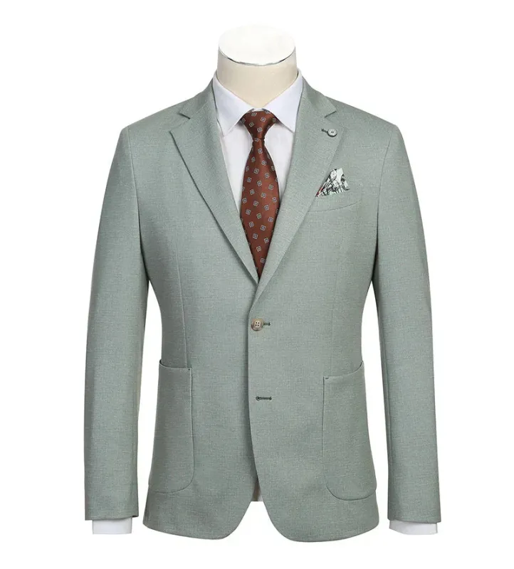 Half Canvas Slim Fit Blazer in Light Sage Gray sold by Alberto Nardoni
