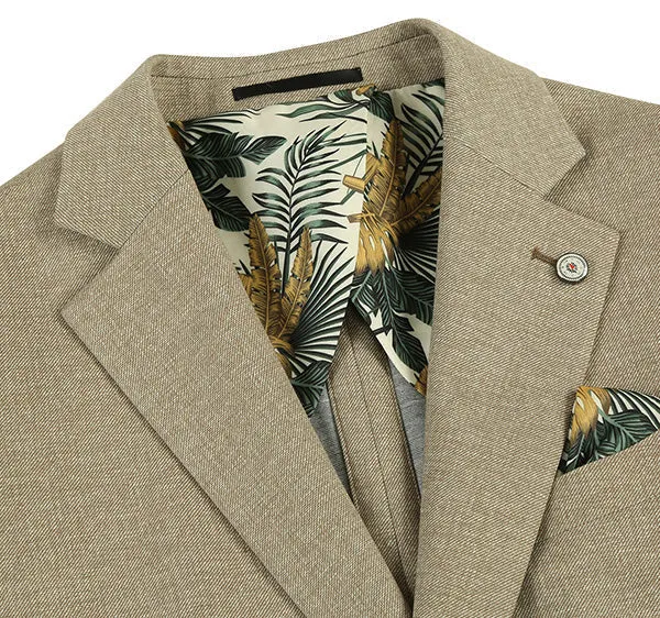 Half Canvas Slim Fit Blazer in Khaki sold by Alberto Nardoni product image thumbnail 4