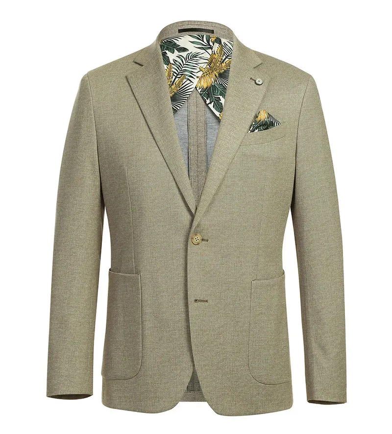 Half Canvas Slim Fit Blazer in Khaki sold by Alberto Nardoni product image thumbnail 2