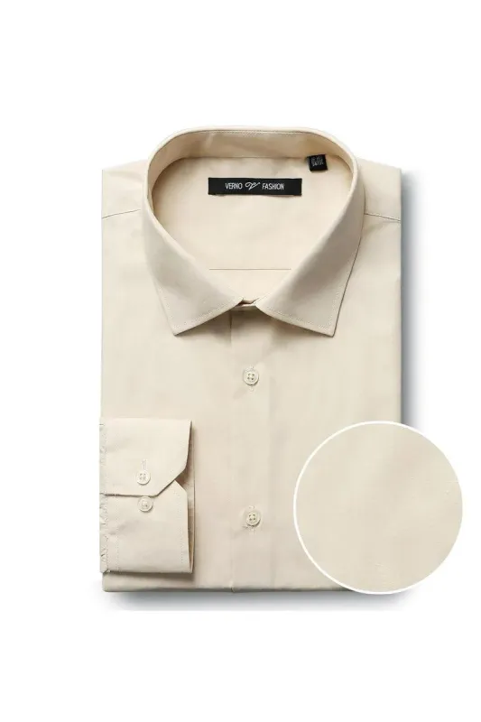 Mens Classic Spread Collar Dress Shirt - Taupe sold by Alberto Nardoni