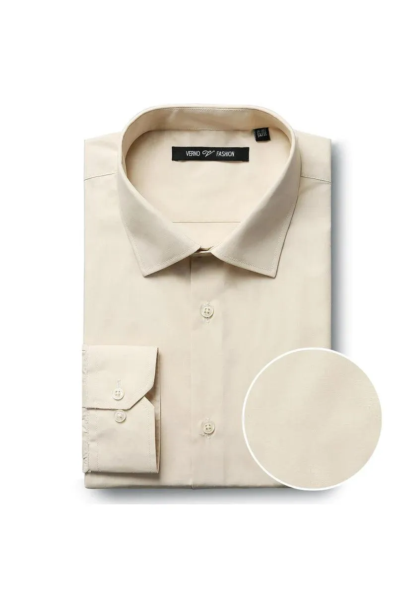 Mens Classic Spread Collar Dress Shirt - Taupe sold by Alberto Nardoni