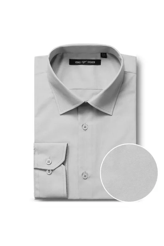 Men's Classic Fit Grey Spread Collar Dress Shirt sold by Alberto Nardoni