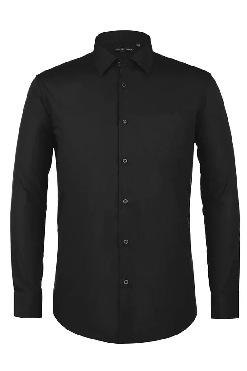 Men's Classic Spread Collar Dress Shirt in Black sold by Alberto Nardoni product image thumbnail 2