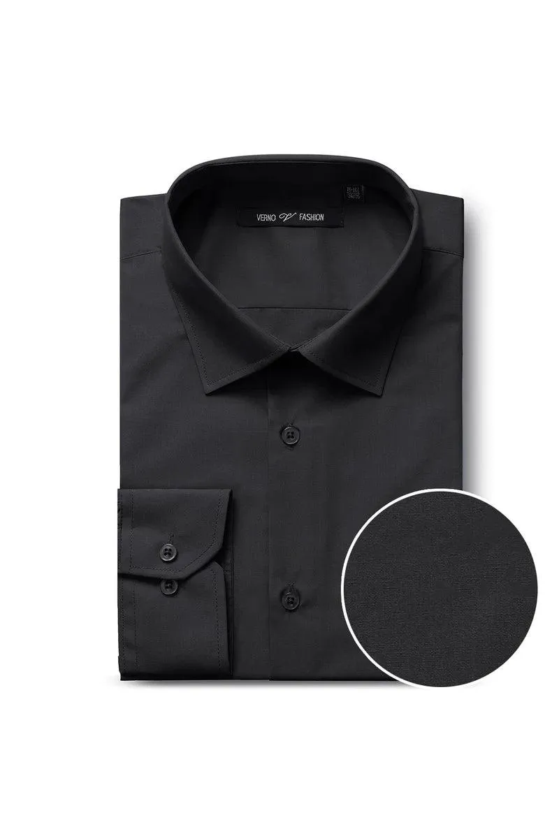 Men's Classic Spread Collar Dress Shirt in Black sold by Alberto Nardoni