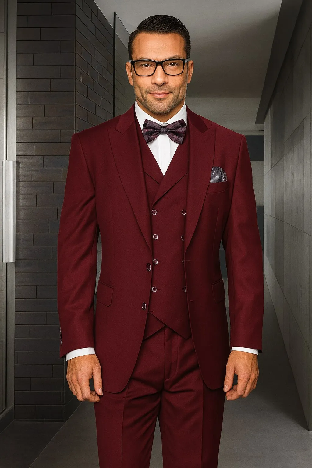 Mens Urban Suits - 100% Wool Suit - Single Button Double Breasted Vest Pleated Pants sold by Alberto Nardoni product image thumbnail 5