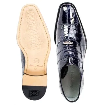 Men's Belvedere Mare Ostrich Leg & Eel Skin Dress Shoe in Navy Blue sold by Alberto Nardoni product image thumbnail 4