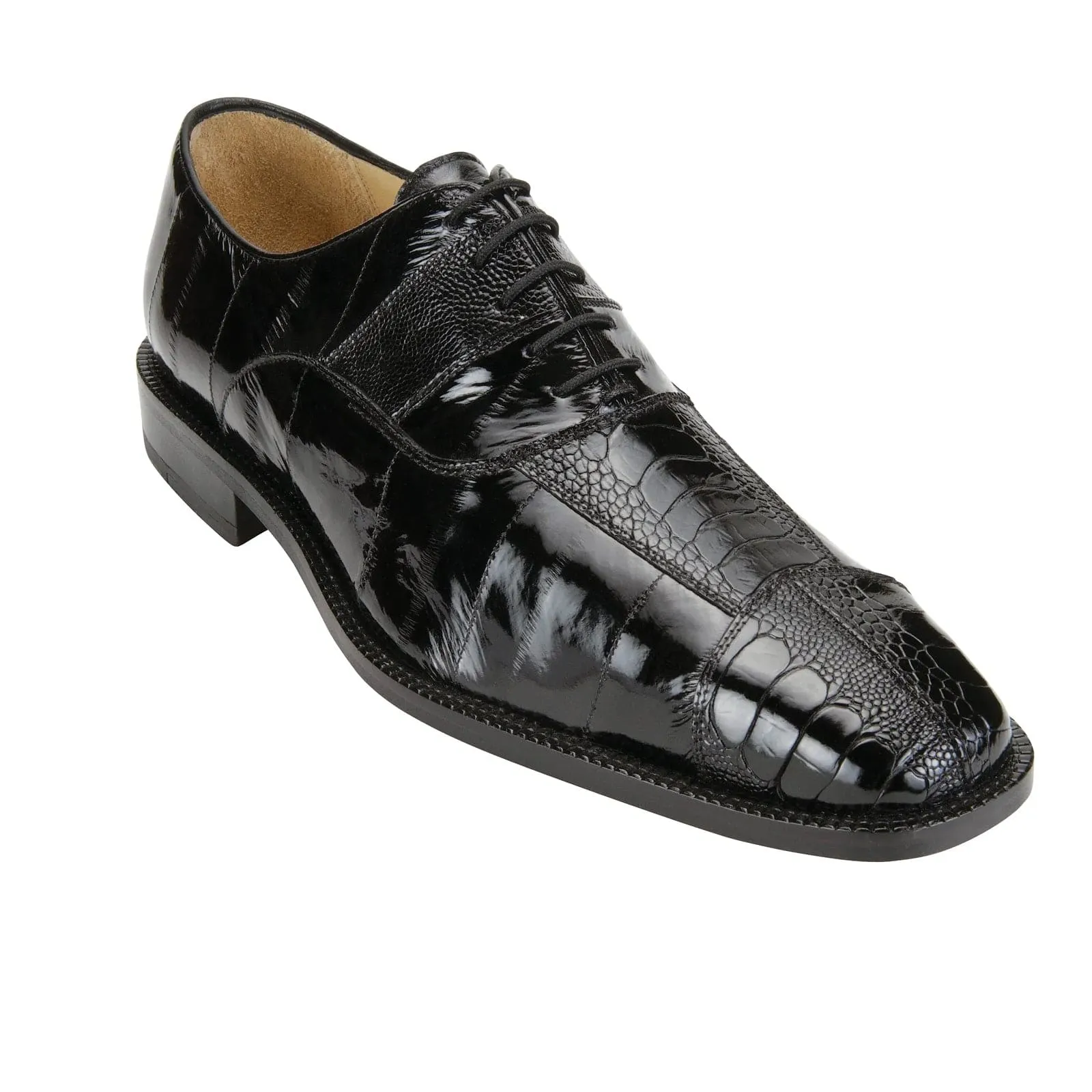 Men's Belvedere Mare Ostrich Leg & Eel Skin Dress Shoe in Black sold by Alberto Nardoni product image thumbnail 2