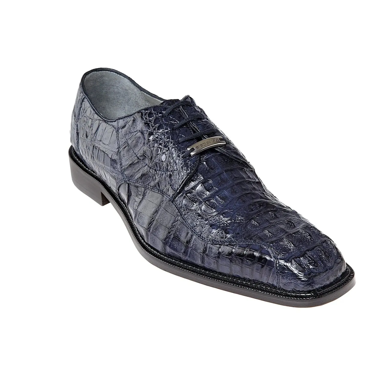 Men's Belvedere Chapo Hornback Caiman Crocodile Dress Shoe in Navy sold by Alberto Nardoni product image thumbnail 3