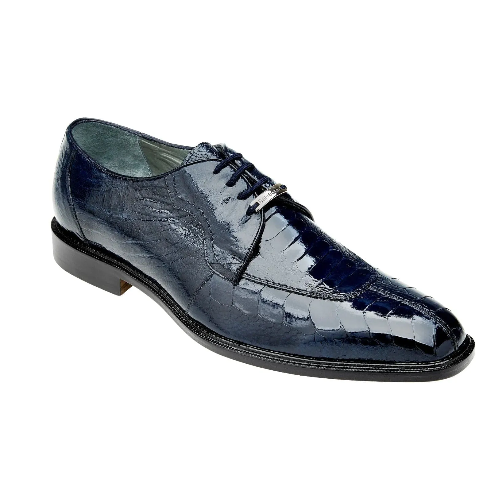 Men's Belvedere Siena Ostrich Leg Moc Toe Dress Shoe in Navy sold by Alberto Nardoni product image thumbnail 2