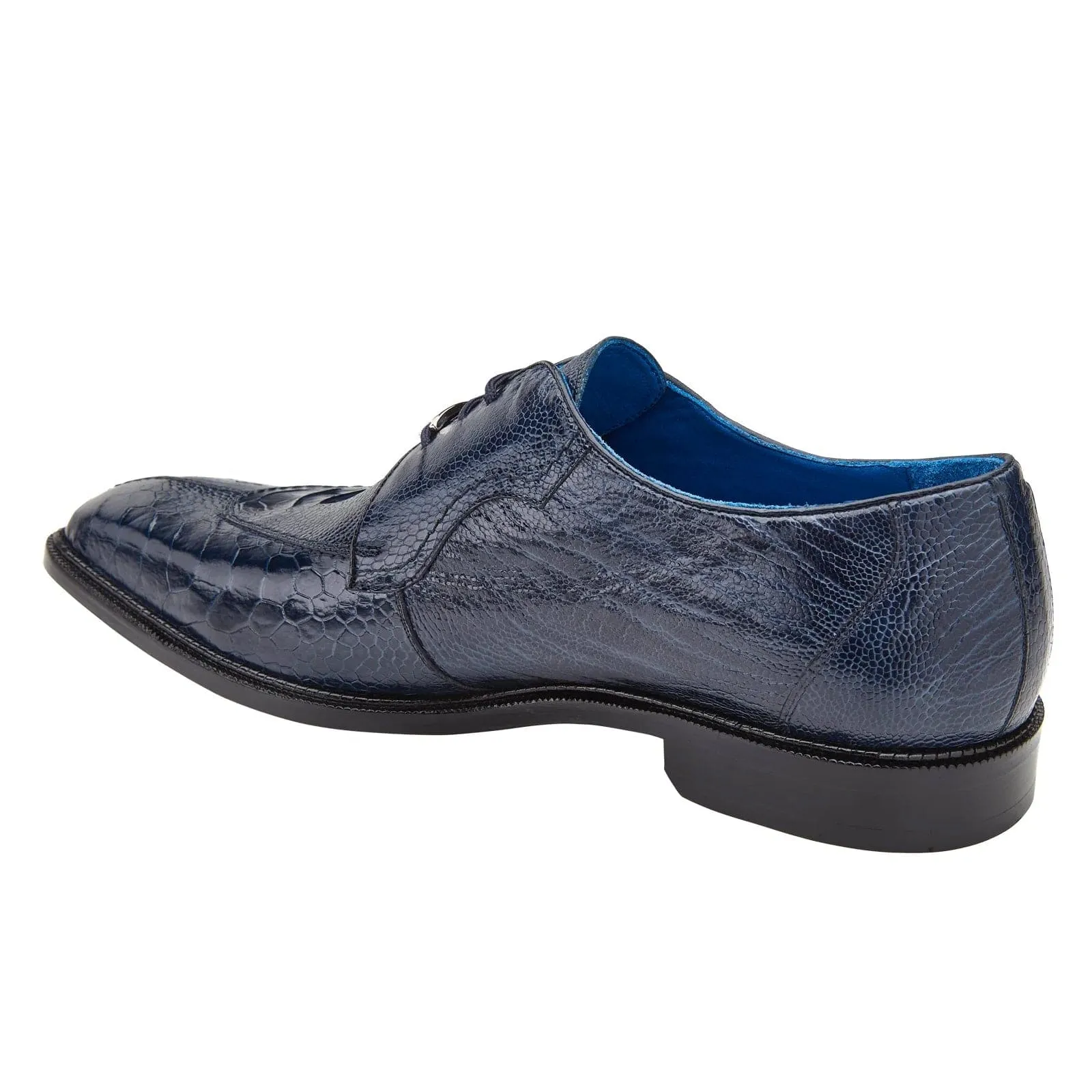Men's Belvedere Siena Ostrich Leg Moc Toe Dress Shoe in Navy sold by Alberto Nardoni product image thumbnail 4