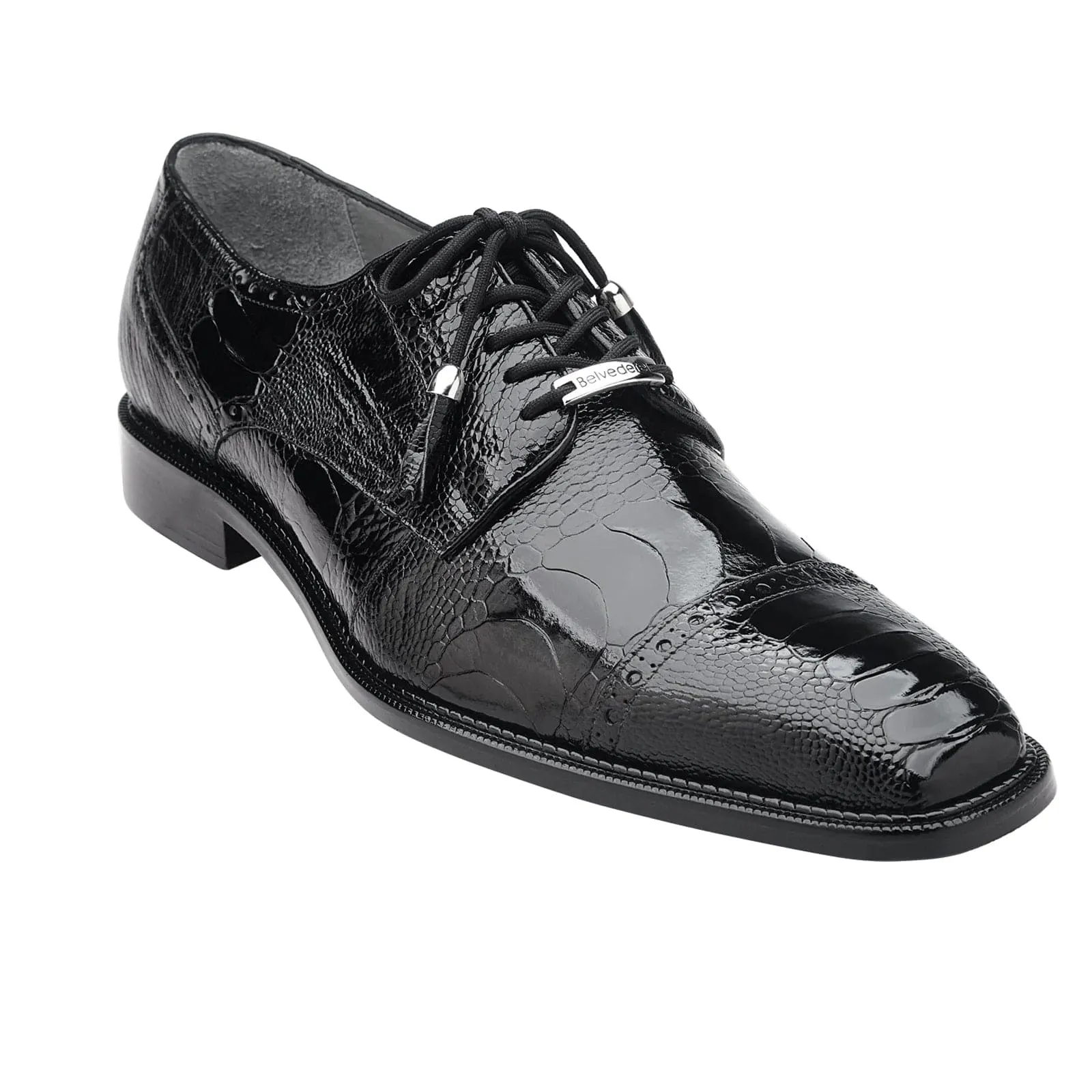 Men's Belvedere Batta Cap Toe Ostrich Dress Shoe in Black sold by Alberto Nardoni product image thumbnail 2