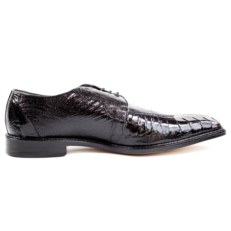 Men's Belvedere Siena Ostrich Leg Moc Toe Dress Shoe in Black sold by Alberto Nardoni