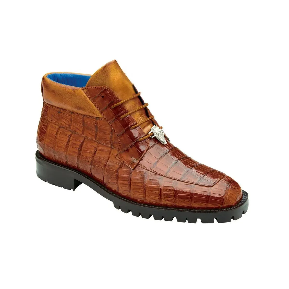 Belvedere Gallardo Men's Shoes Antique Sport Brown Exotic Caiman Crocodile Derby Split-toe Boots sold by Alberto Nardoni product image thumbnail 2
