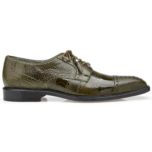 Belvedere Batta Olive All-Over Genuine Ostrich Lace-Up Shoes sold by Alberto Nardoni
