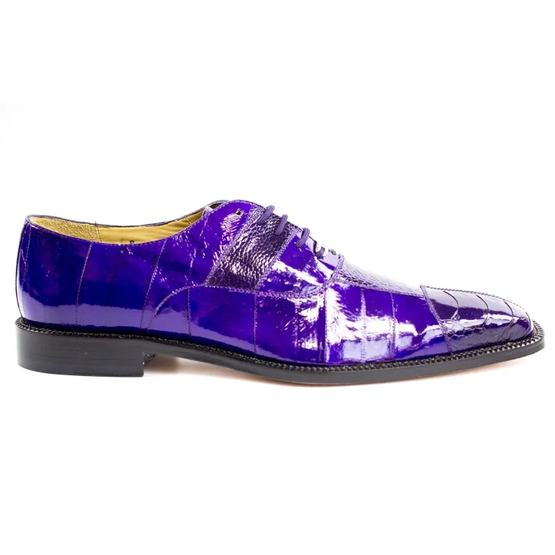 Mens Belvedere Mare Eel & Ostrich Cap Toe Dress Shoe in Purple sold by Alberto Nardoni