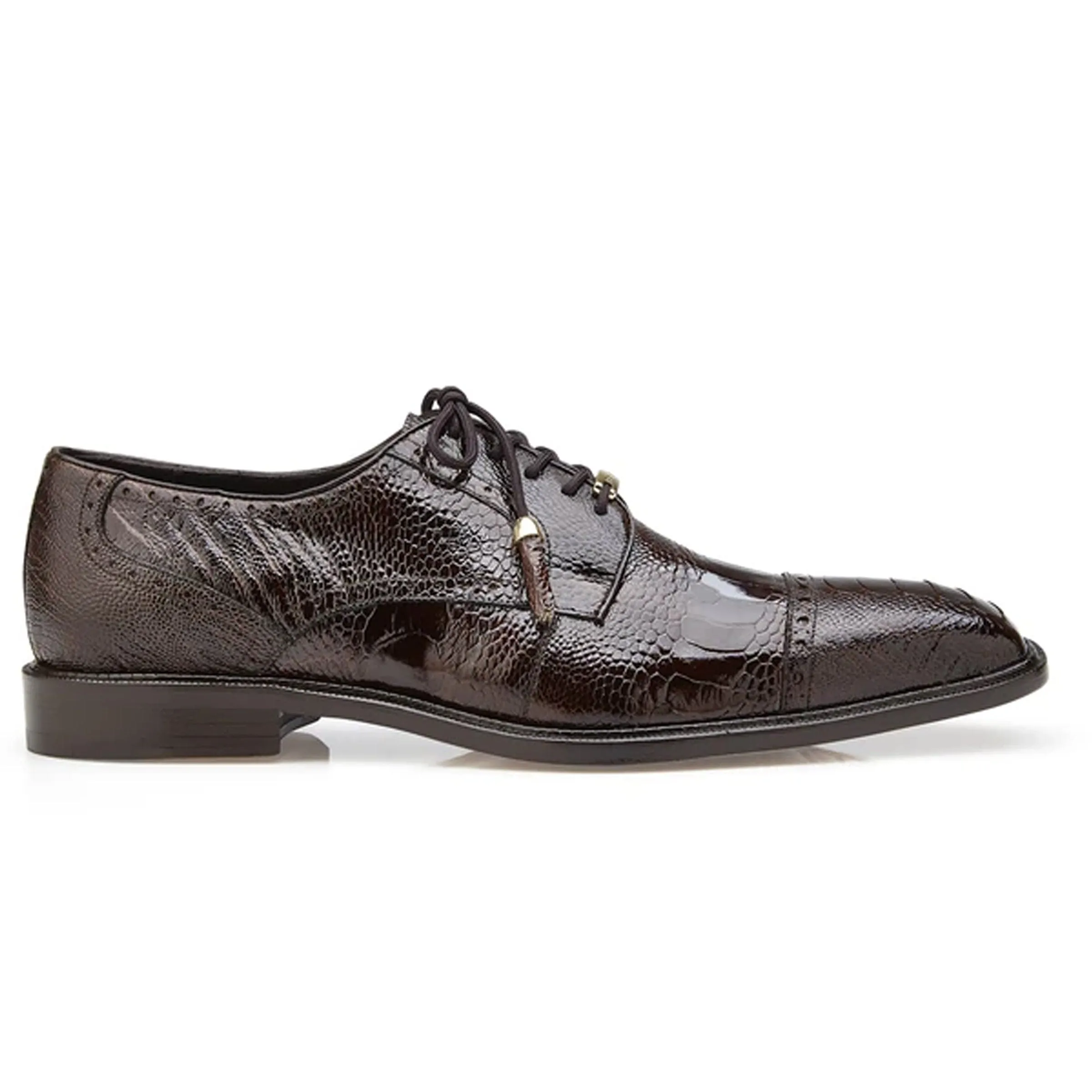 Mens Belvedere Batta Ostrich Cap Toe Derby Dress Shoe in Brown sold by Alberto Nardoni