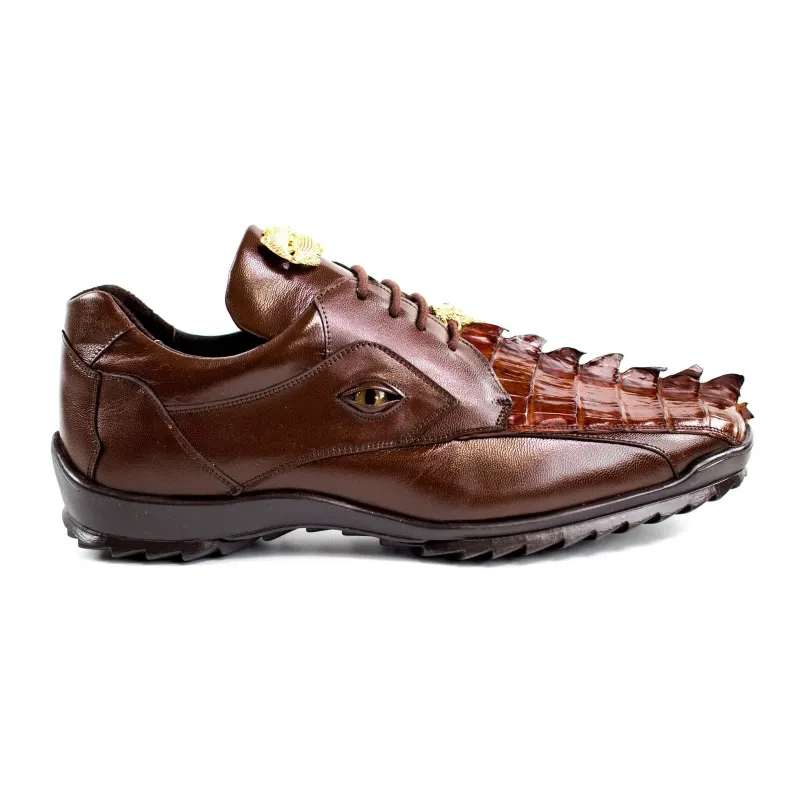 Mens Belvedere Vasco Hornback Crocodile Sneaker in Brown sold by Alberto Nardoni