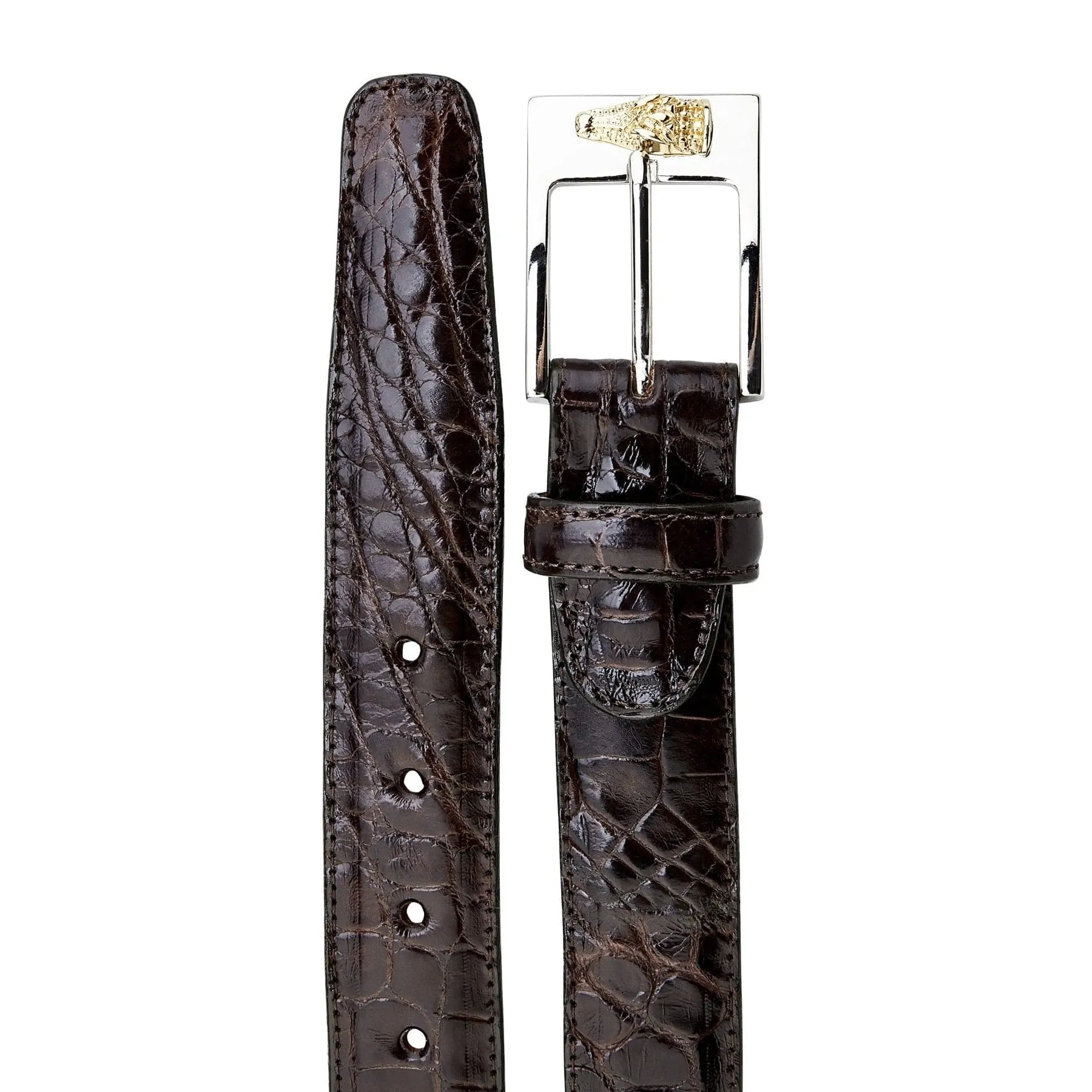 Mens Belvedere Alligator Dress Belt in Cognac sold by Alberto Nardoni product image thumbnail 2