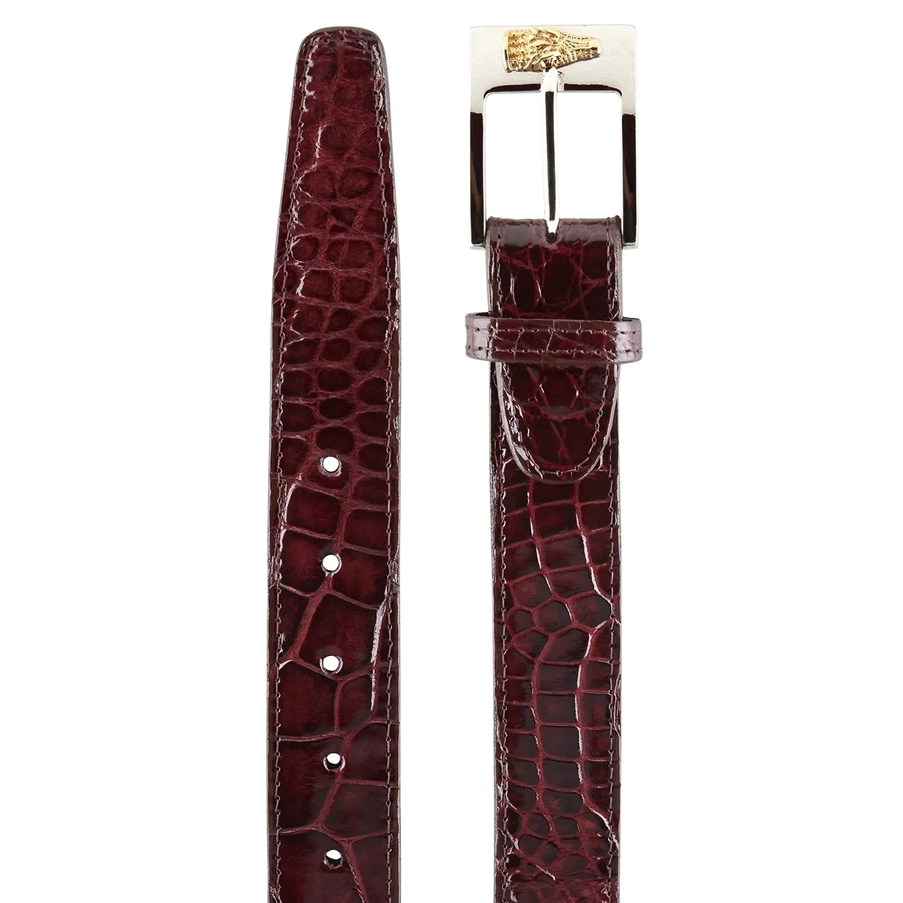 Mens Belvedere Alligator Dress Belt in Cognac sold by Alberto Nardoni product image thumbnail 3