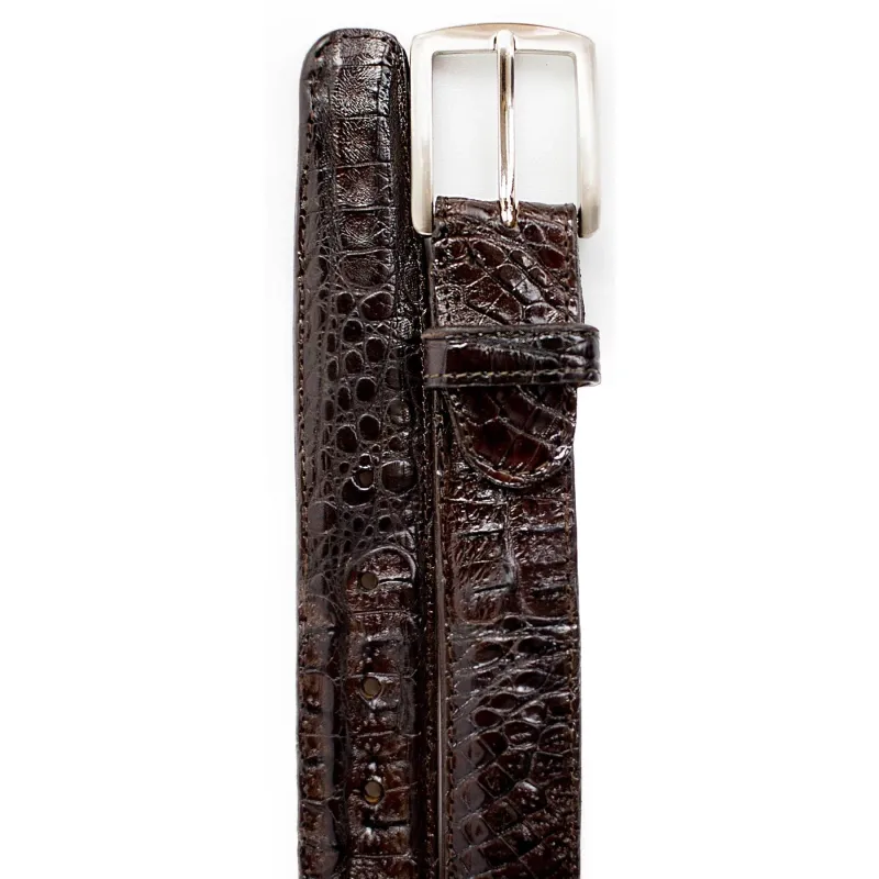 Mens Belvedere Caiman Crocodile Dress Belt in Brown sold by Alberto Nardoni