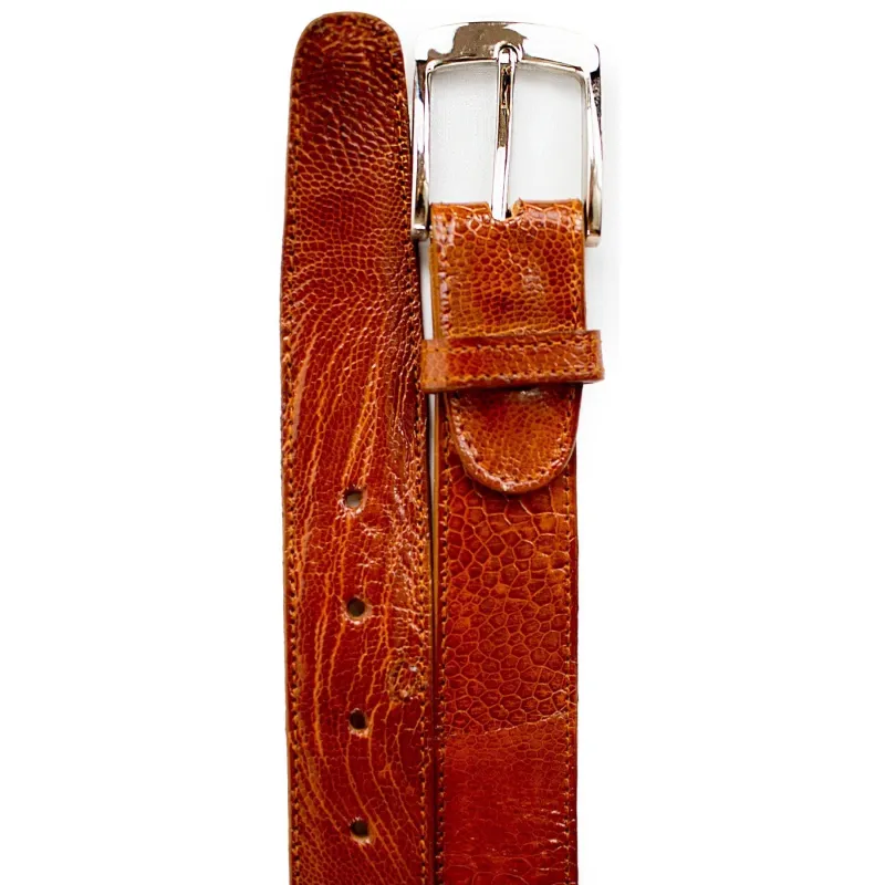 Mens Belvedere Ostrich Leg Dress Belt in Amber sold by Alberto Nardoni