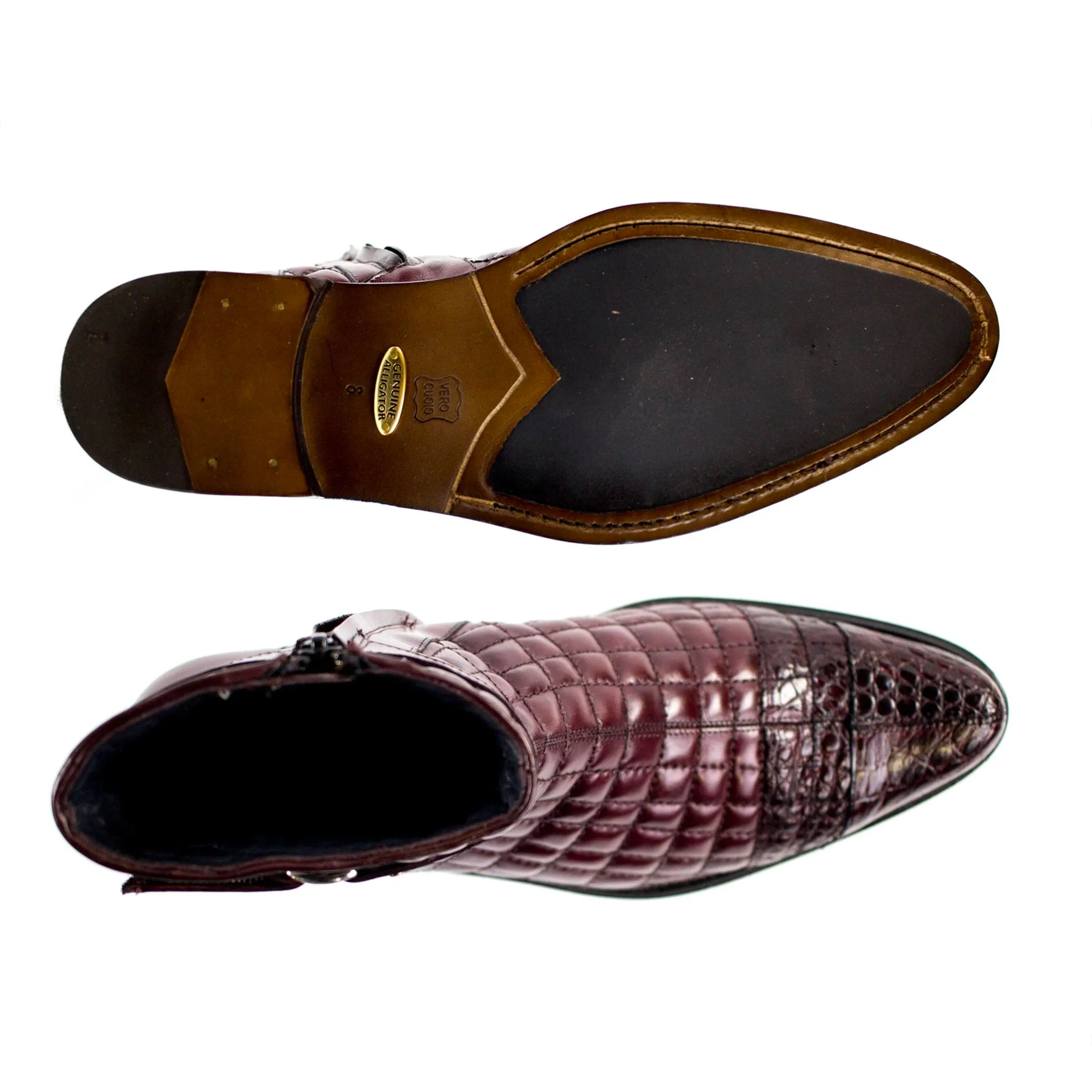 Mens Belvedere Libero Quilted Caiman Dress Boot in Brown sold by Alberto Nardoni product image thumbnail 4