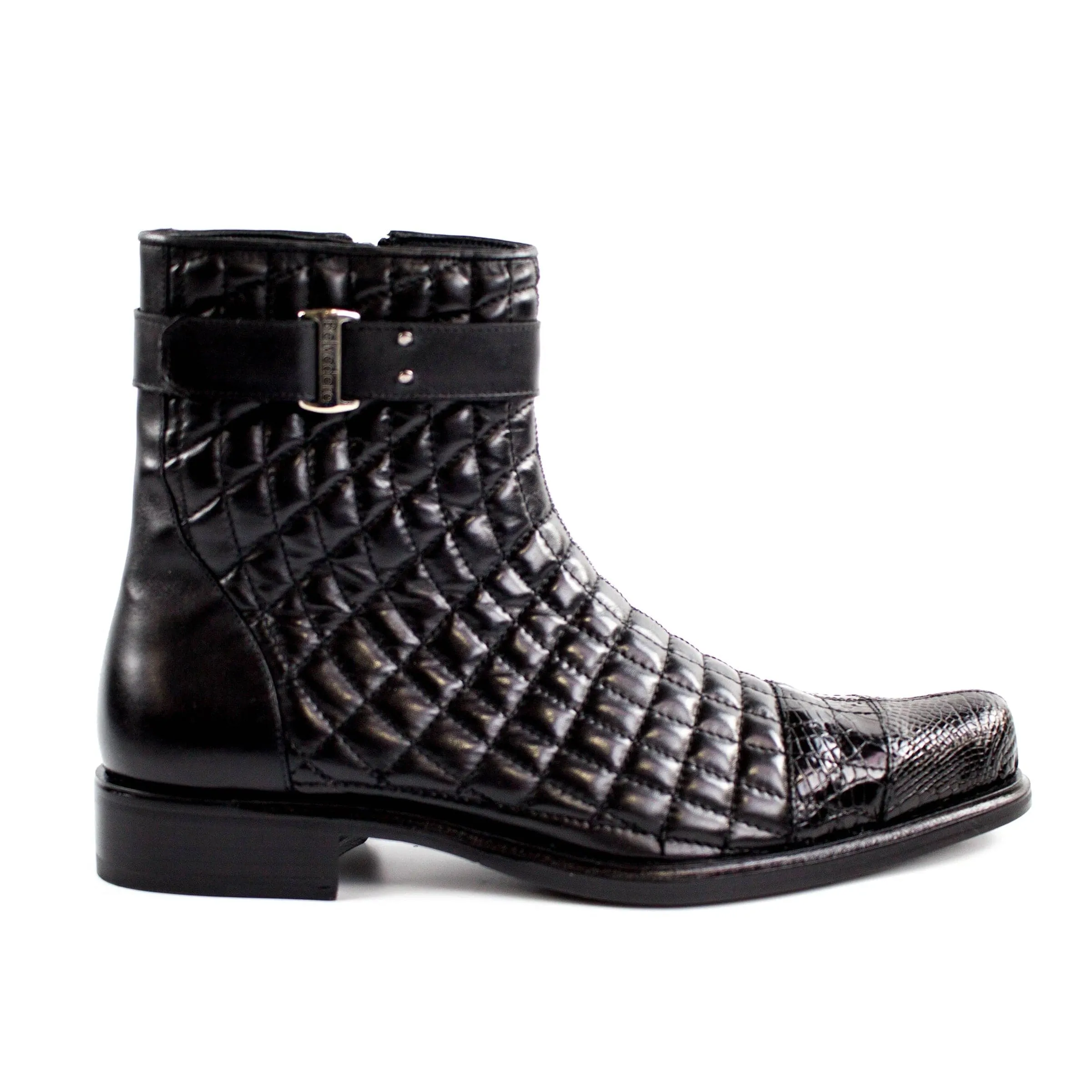 Mens Belvedere Libero Quilted Caiman Dress Boot in Brown sold by Alberto Nardoni product image thumbnail 2