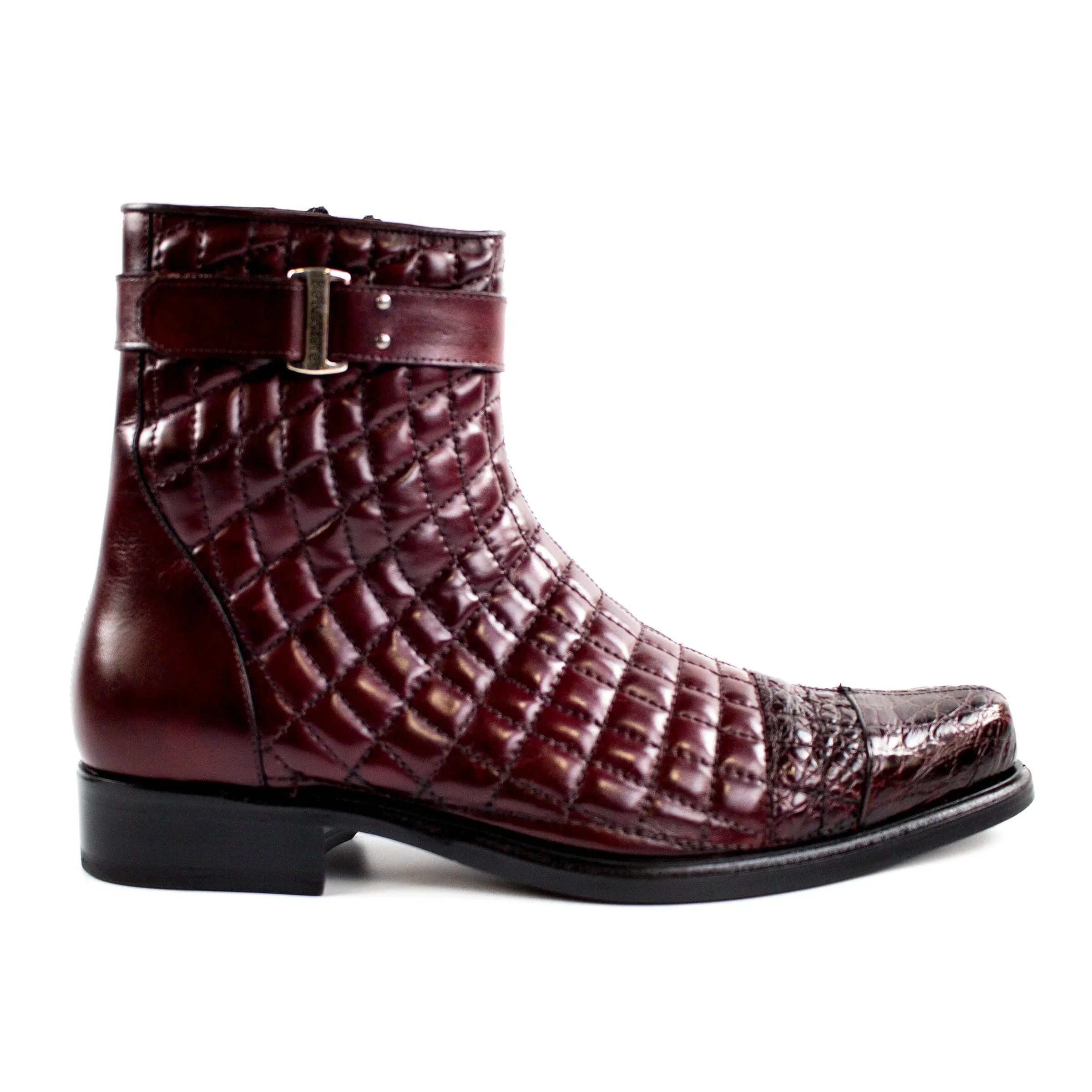 Mens Belvedere Libero Quilted Caiman Dress Boot in Brown sold by Alberto Nardoni product image thumbnail 3