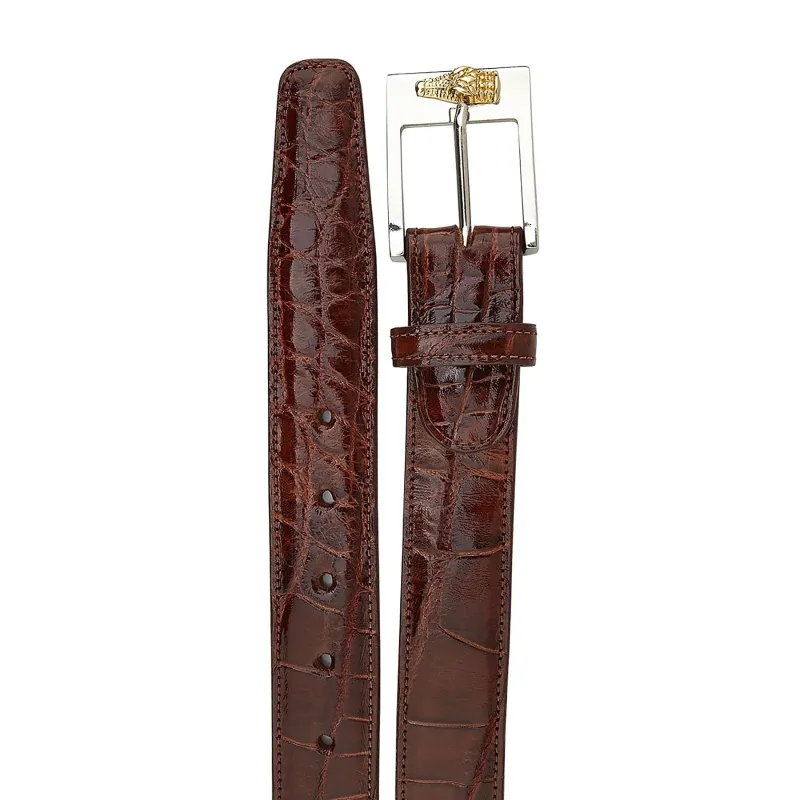 Mens Belvedere Alligator Dress Belt in Peanut sold by Alberto Nardoni