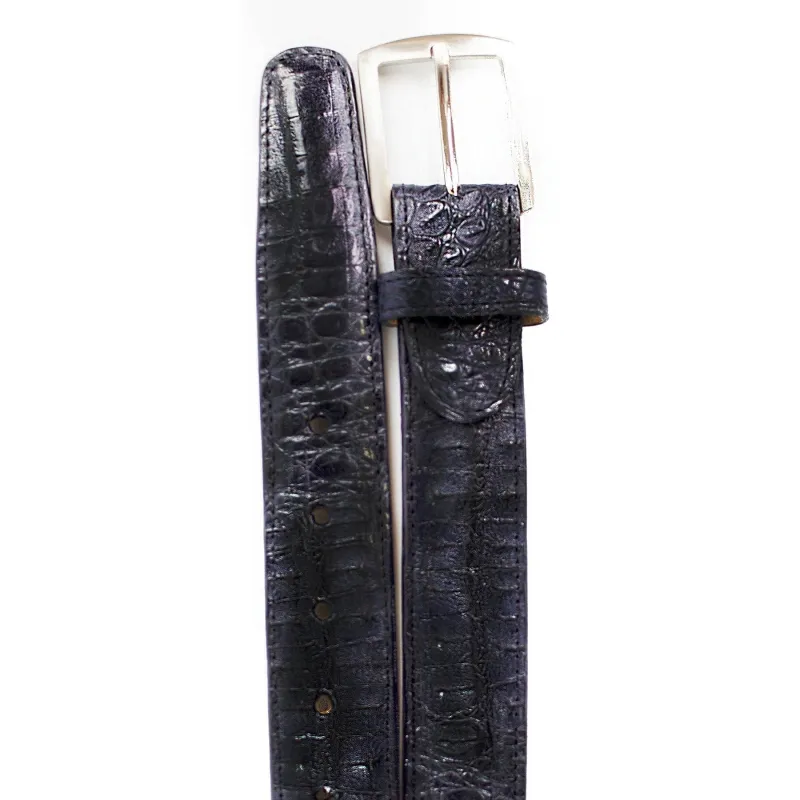 Mens Belvedere Caiman Crocodile Dress Belt in Navy sold by Alberto Nardoni