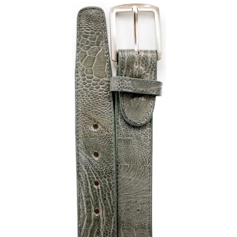 Mens Belvedere Ostrich Leg Dress Belt in Grey sold by Alberto Nardoni