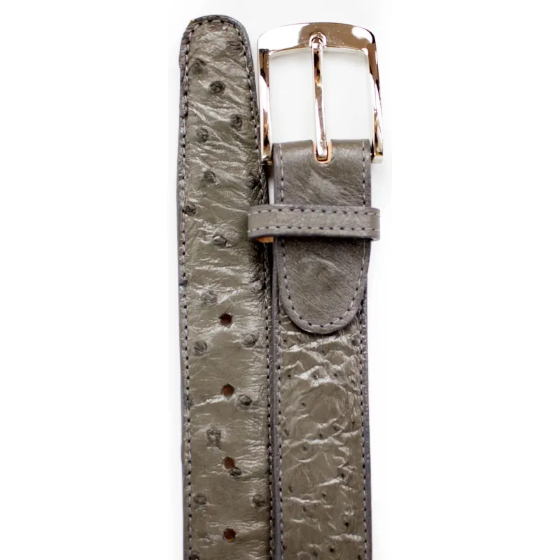 Mens Belvedere Ostrich Quill Dress Belt in Grey sold by Alberto Nardoni