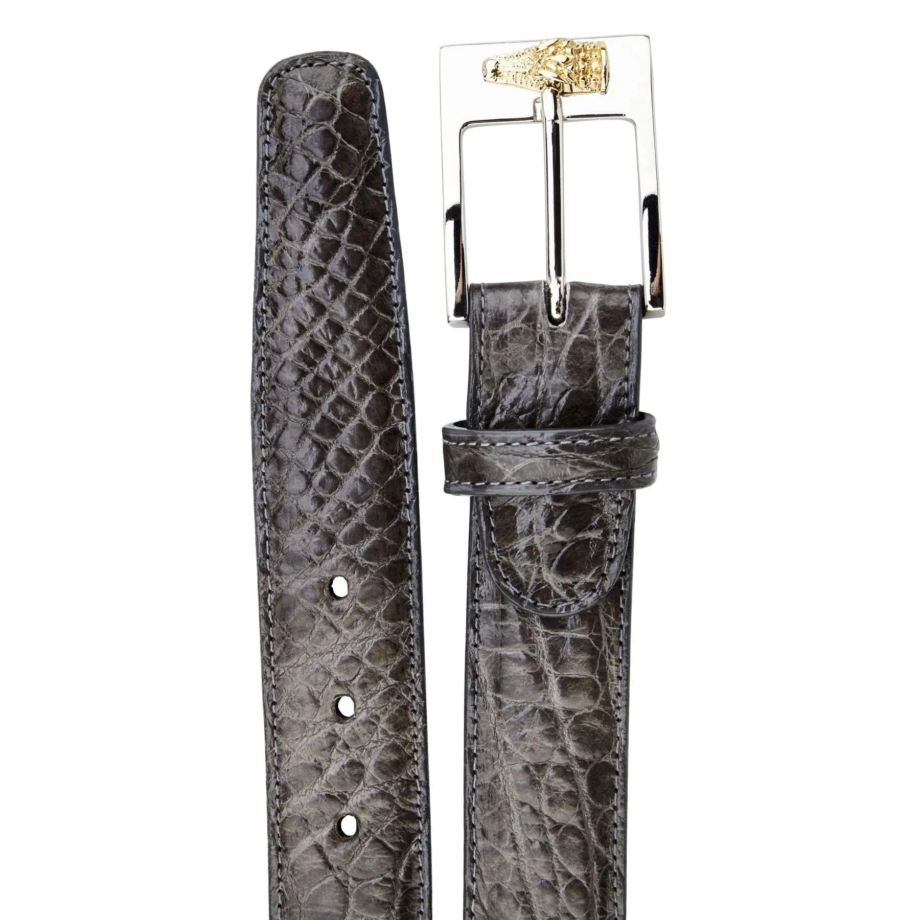 Mens Belvedere Alligator Dress Belt in Burgundy sold by Alberto Nardoni product image thumbnail 4