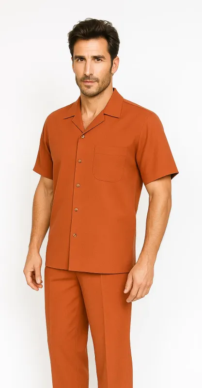 Mens Walking Suit in Color Papaya Leisure Suit Casual Matching Shirt and Pants $99 sold by Alberto Nardoni